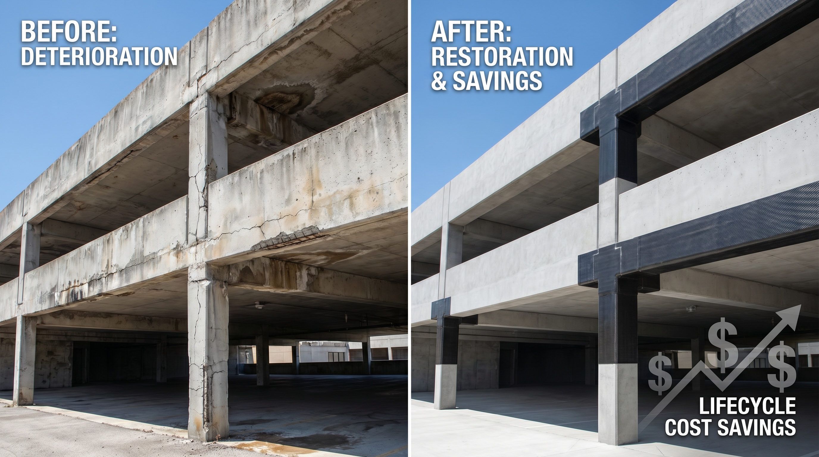 Construction project manager reviewing blueprints with CFRP materials