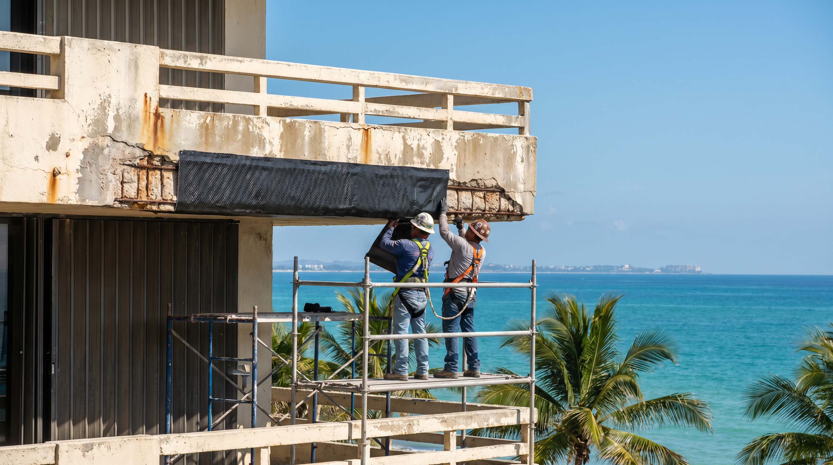 Commercial building exterior with construction activity