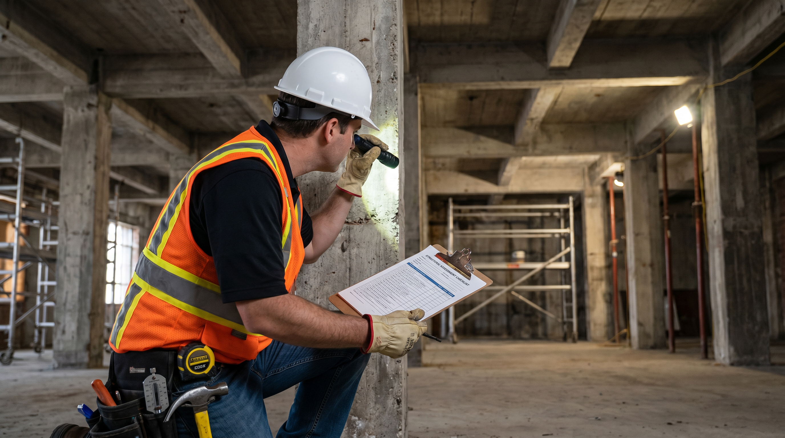 Carbon fiber fabric being applied to a concrete structural element