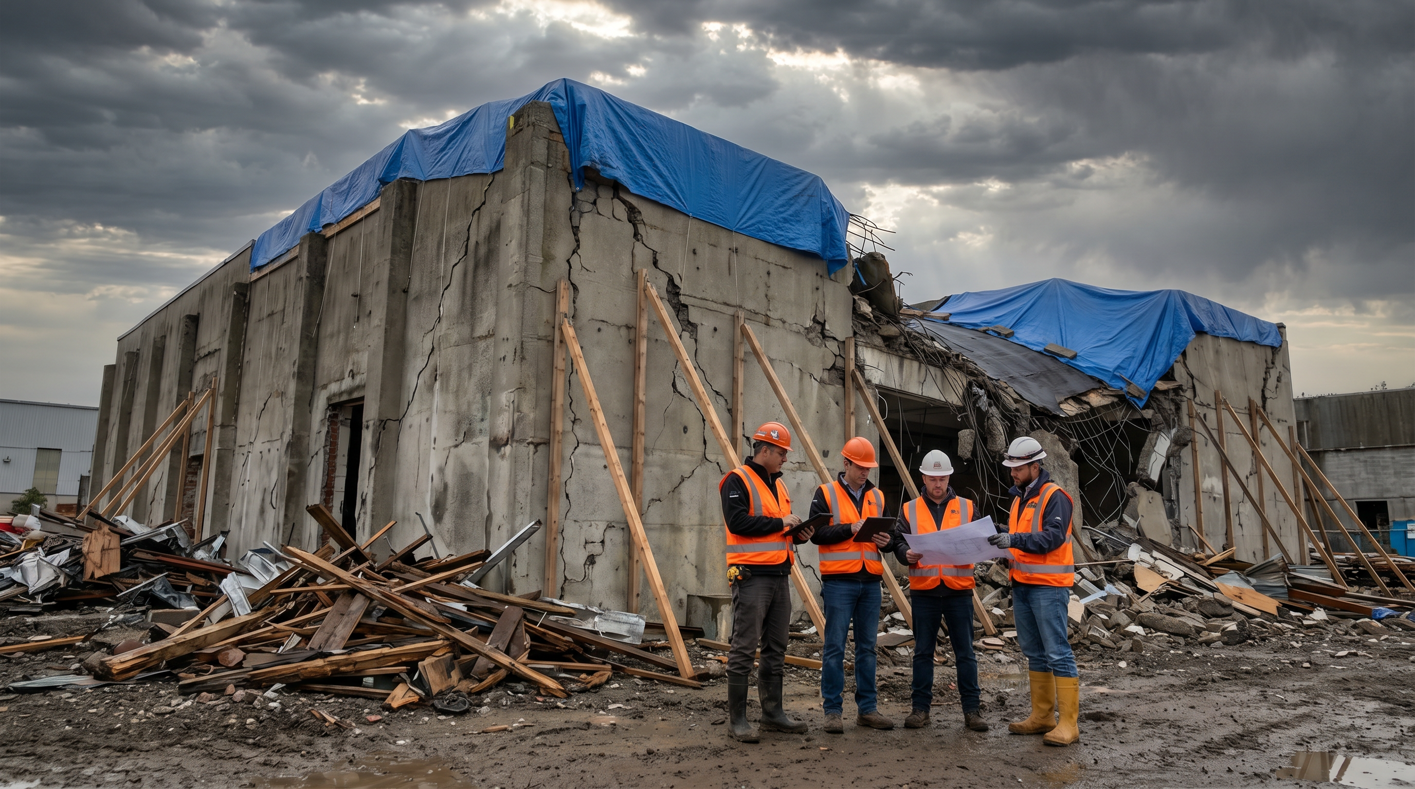 Post-disaster structural repair with carbon fiber reinforcement